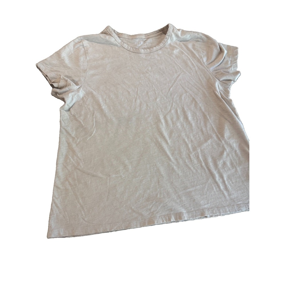 Time and Tru Womens XXL 20 Short Sleeve Crew Neck Tee Beige Oatmeal Cotton Blend